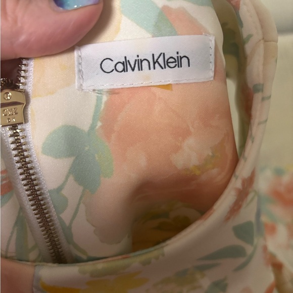 Calvin Klein White Floral Crew Fit&Flare Sheath Party Spring Easter Dress Size 4 - Picture 5 of 5